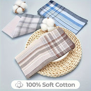 Набор из 12 мужских хлопковых носовых платков с клетчатым узором, стильный подарок