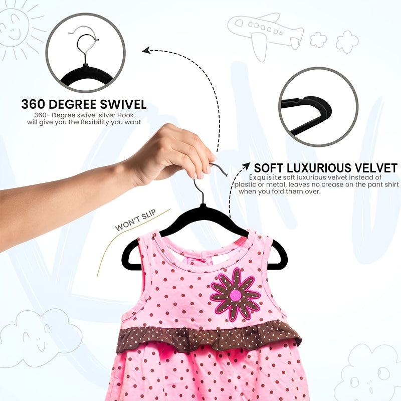 50 Pack Baby Velvet Hangers for Newborns and Toddlers Non-Slip Durable Clothes Hangers