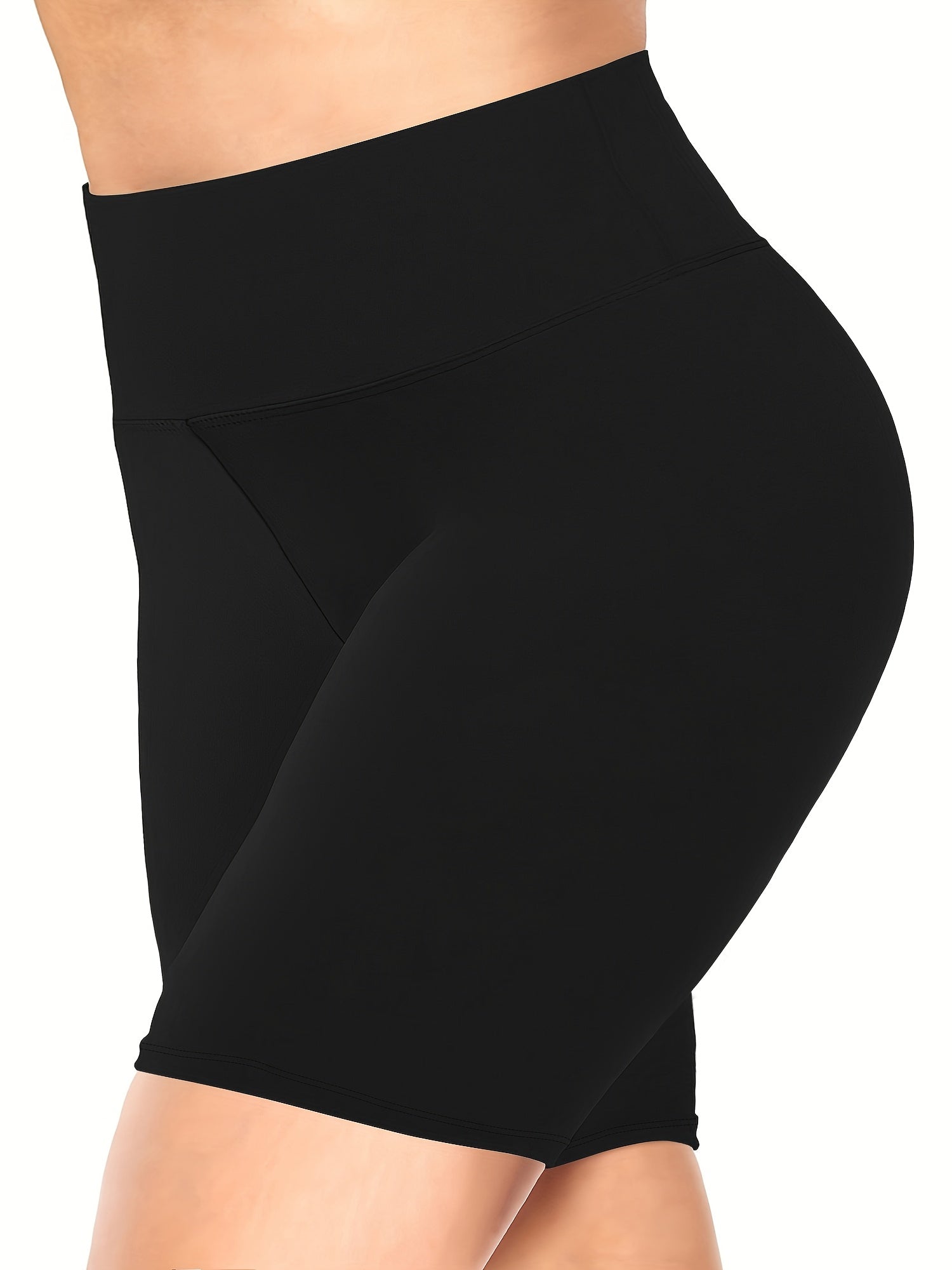 Pantalones cortos de cintura alta para mujer que levantan los glúteos, color negro sólido, 5 pulgadas para yoga y fitness