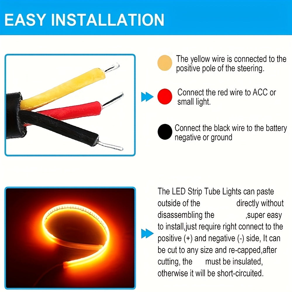 2 шт. 12V светодиодные ленты гибкие белые желтые автоиндикаторы для окружающего декора