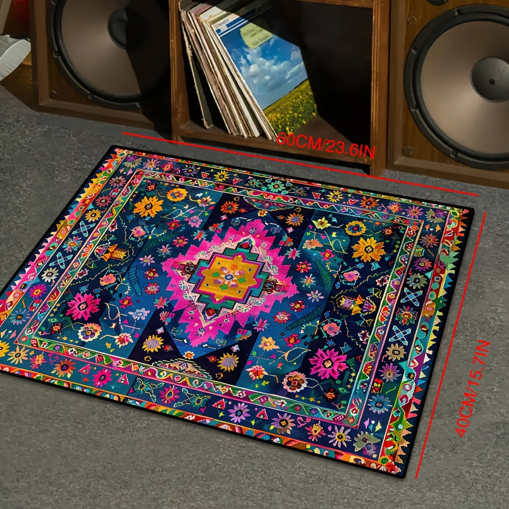 Velvet Bohemian Runner Rug 6mm Thick Anti-Slip Stain Resistant Polyester Rectangular Mat for Home Hotel Coffee Shop