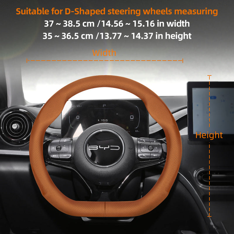 Universal avtomobil boshqaruv g'ildiragi qopqog'i nafas oladigan PU charm qora 37-38.5cm