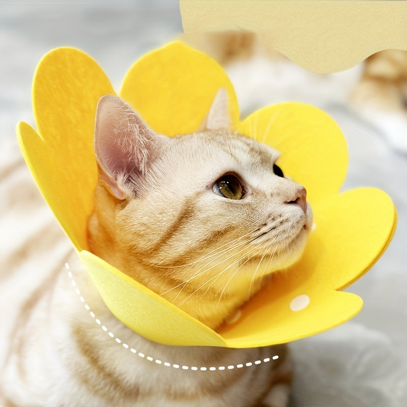 Sunflower-Shaped Cat Recovery Collar Adjustable Post-Surgery Wound Healing Cone