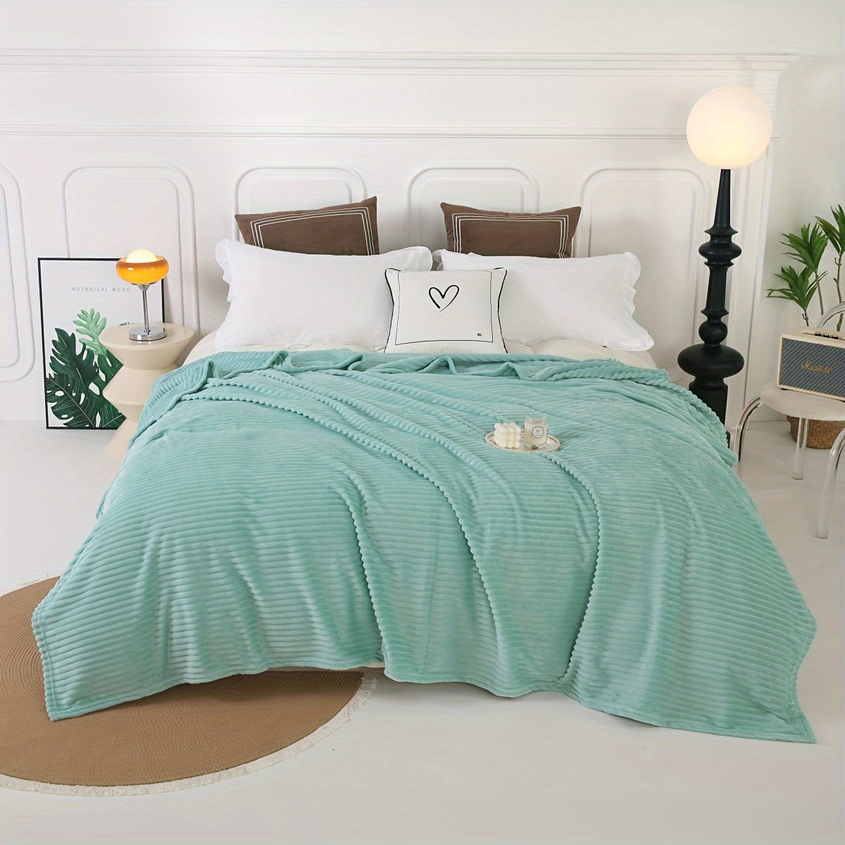 Manta de color sólido de terciopelo de leche con funda de almohada para sofá y dormitorio