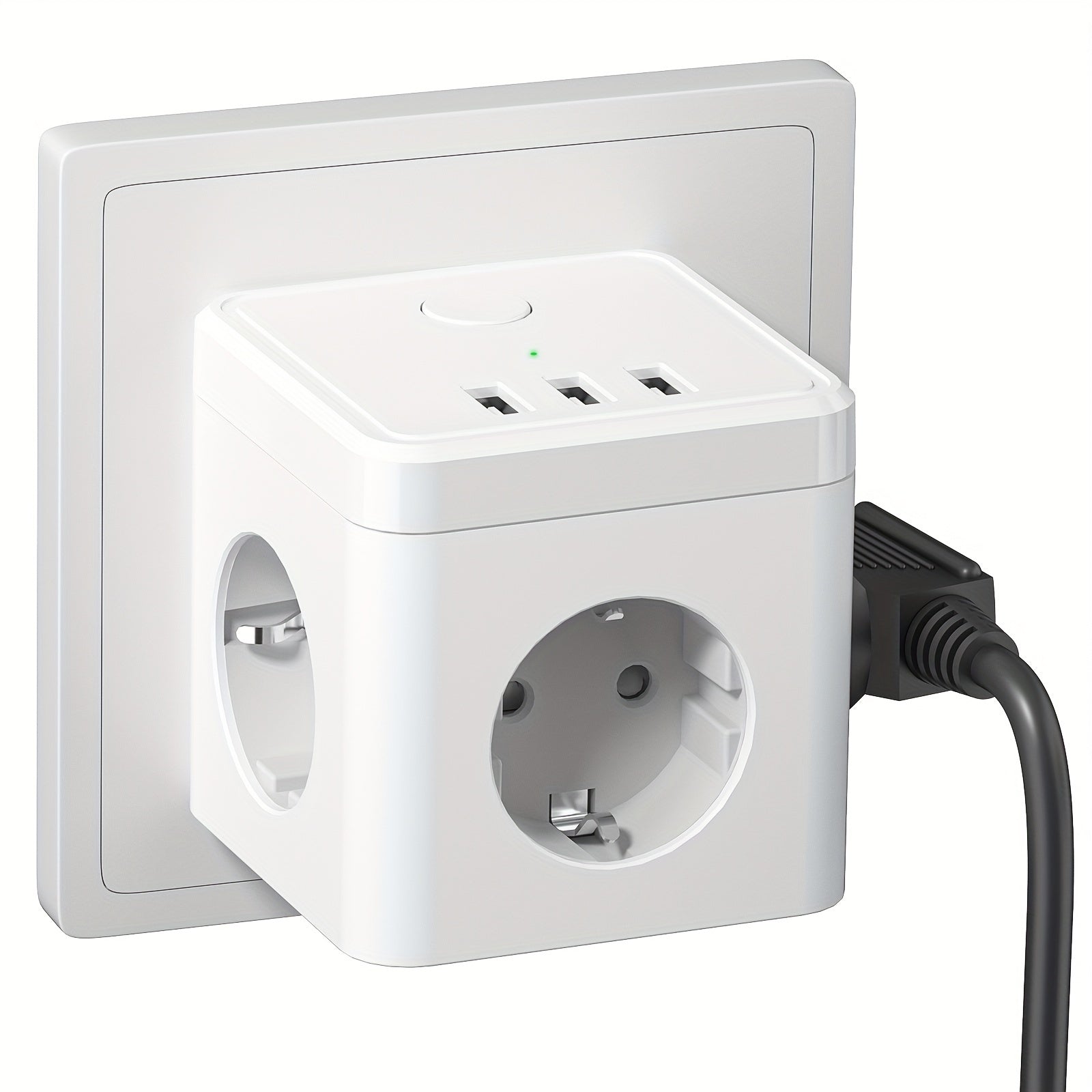 6-in-1 Power Strip Cube Outlet with 3 USB Ports Surge Protection 2500W for Home Office Travel