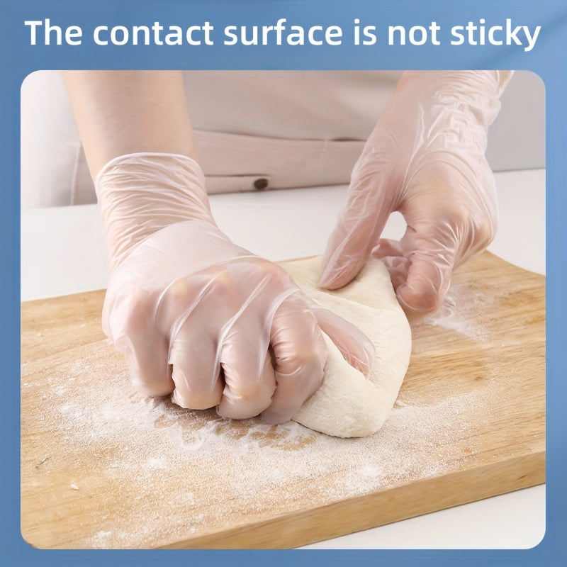 100 dona PVC bir martalik qo‘lqoplar, suv o'tkazmaydigan, moslashuvchan, oziq-ovqatni tozalash va salon foydalanishi uchun