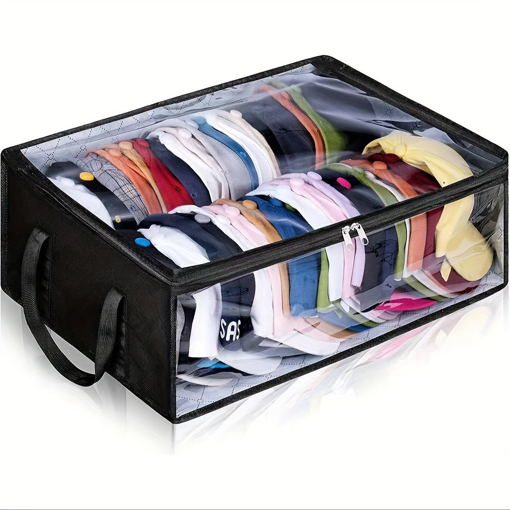 2 Pieces Hat Storage Dust Bags Foldable Organizer with Transparent Lid and Windows