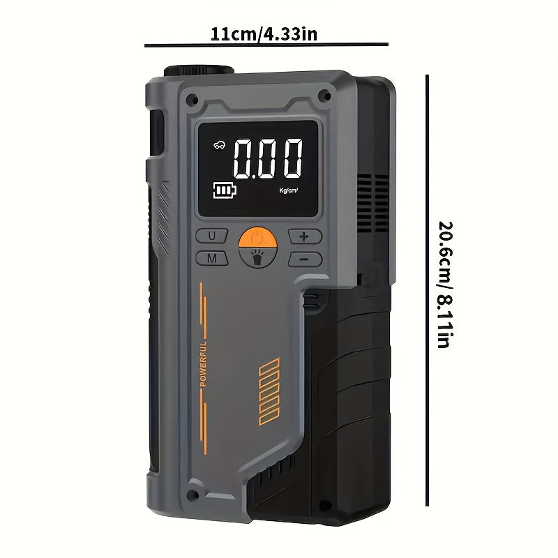 Portable Car Inflator Pump with Emergency Night Light and Wireless Power 8000mAh Lithium Battery