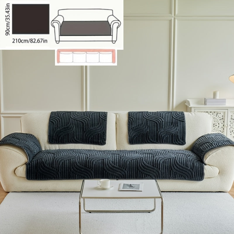 Klassik Stripe Divan qopqog'i, sirpanmaydigan, itga do'st polyester himoya, kreslo, divan, 3-4 o'rinli bo'lakli bo'lak