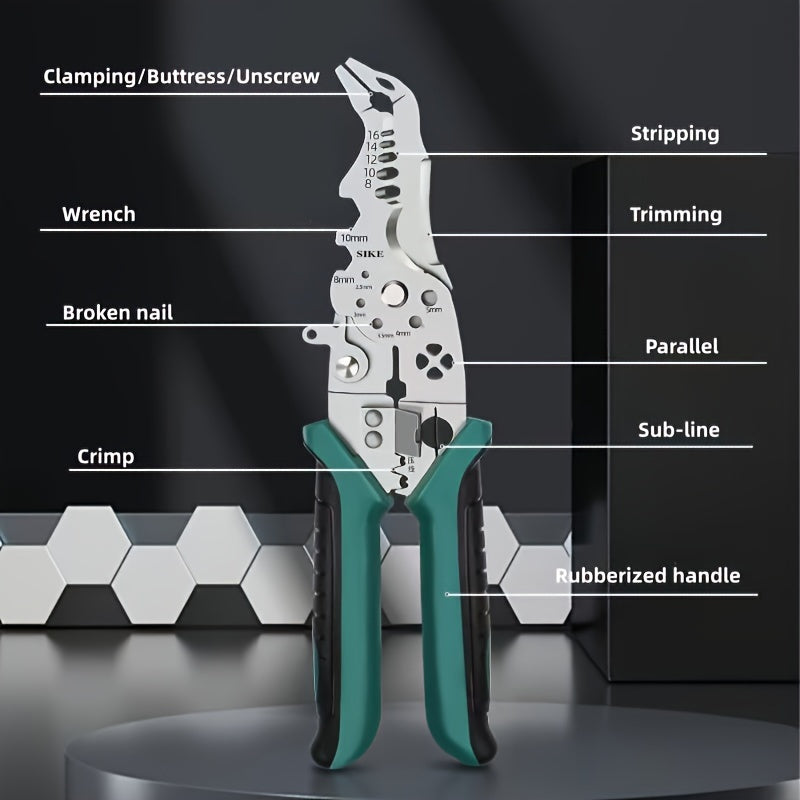 Industrial Grade Wire Stripper Stainless Steel Multi-Function Tool for Cutting Crimping and Stripping Wire