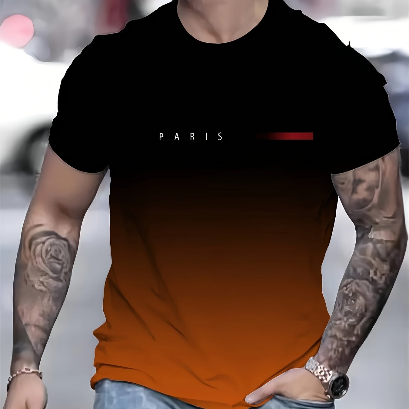 Erkaklar uchun 3D bosilgan sport futbolkasi, gradient rangda, 100% polyesterdan tayyorlangan, yumshoq bo'yinli, oddiy kesim va yozgi to'qima mato. Tasodifiy sport kiyimlari uchun mukammal, silliq tuzilishga ega va