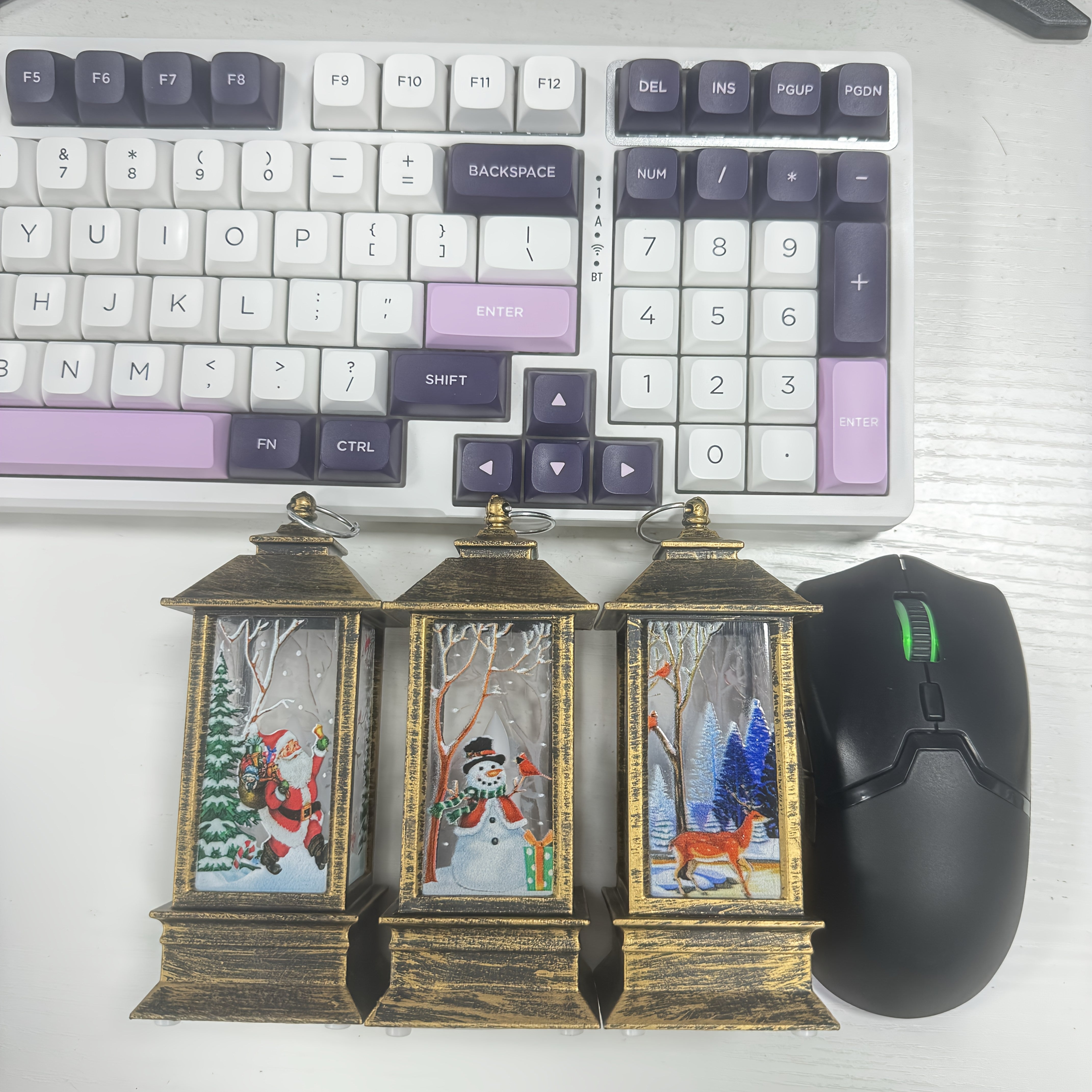 Set of 3 Christmas LED Tea Lights Santa Elk Snowman Indoor Holiday Decor