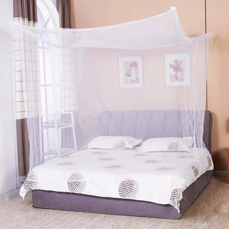 Cielo de cama de poliéster blanco con entrada individual, mosquitera para dormitorio y exteriores