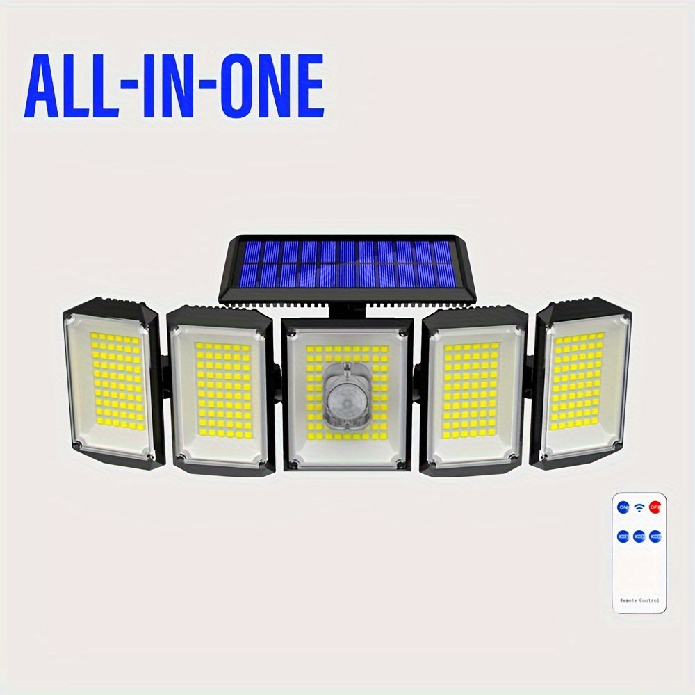 Solar Outdoor Security Light with Motion Sensor 300 LED Flood Lights 3 Modes Detachable Sconce