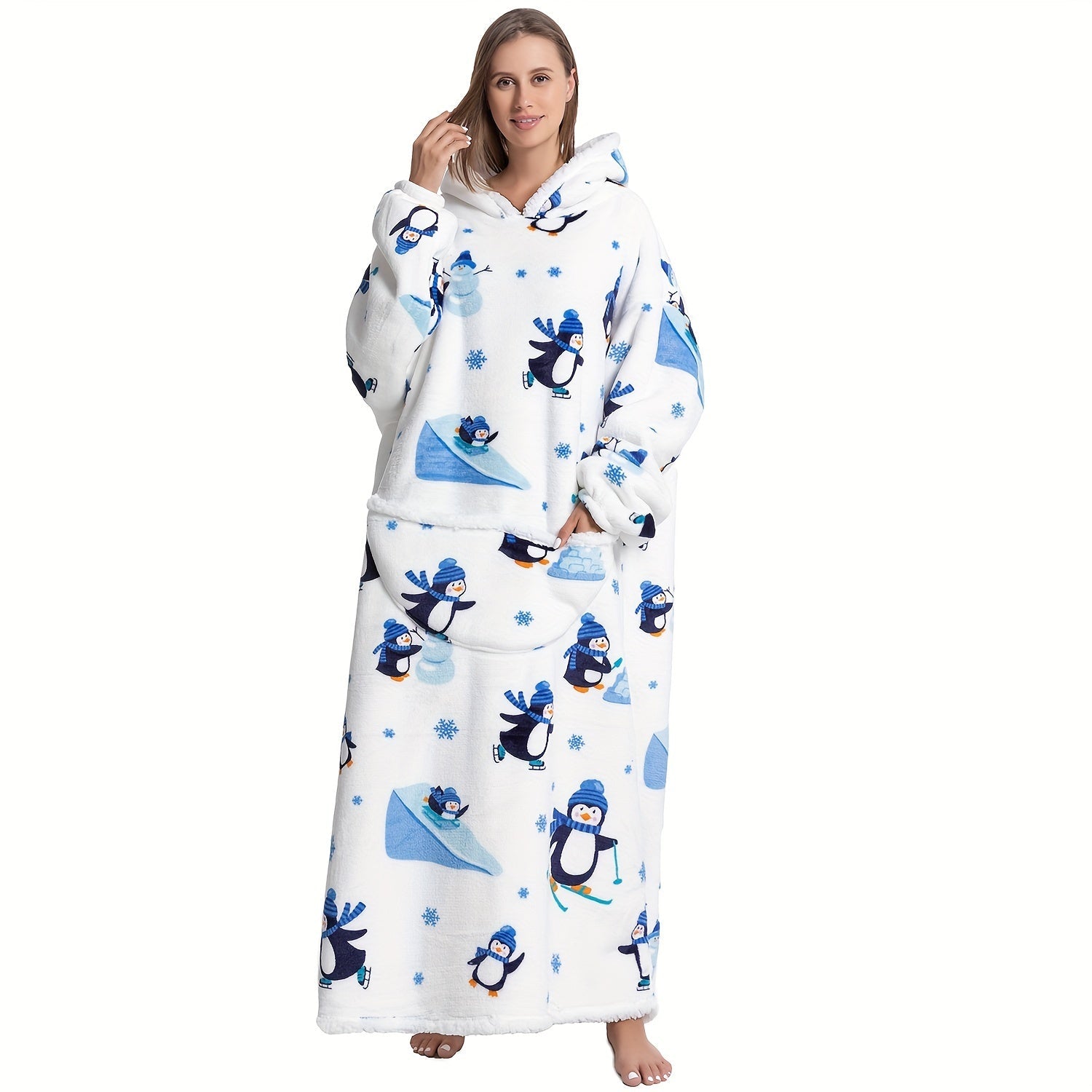 Manta con capucha para hombres y mujeres, sudadera oversize de material esponjoso