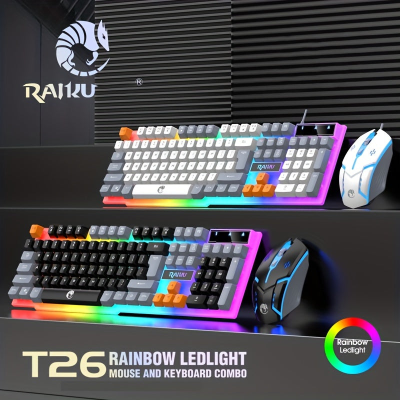 Set de teclado y ratón para juegos con iluminación RGB y diseño ergonómico