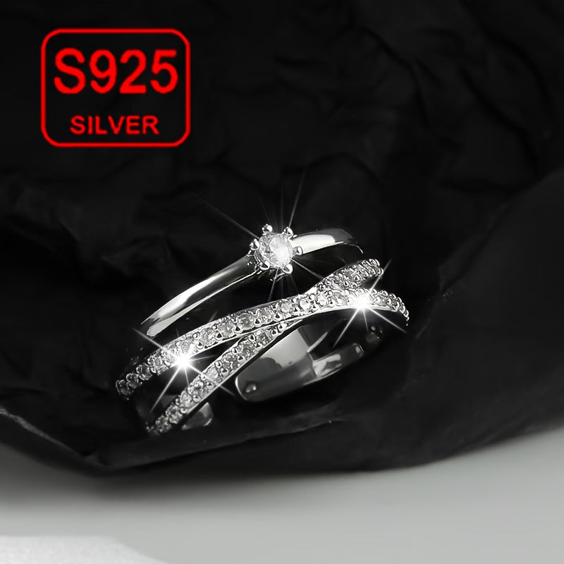 Ayollar uchun kumush Cross dizayni sozlanadigan uzuk, to'y va dengiz bo'yidagi ta'til uchun