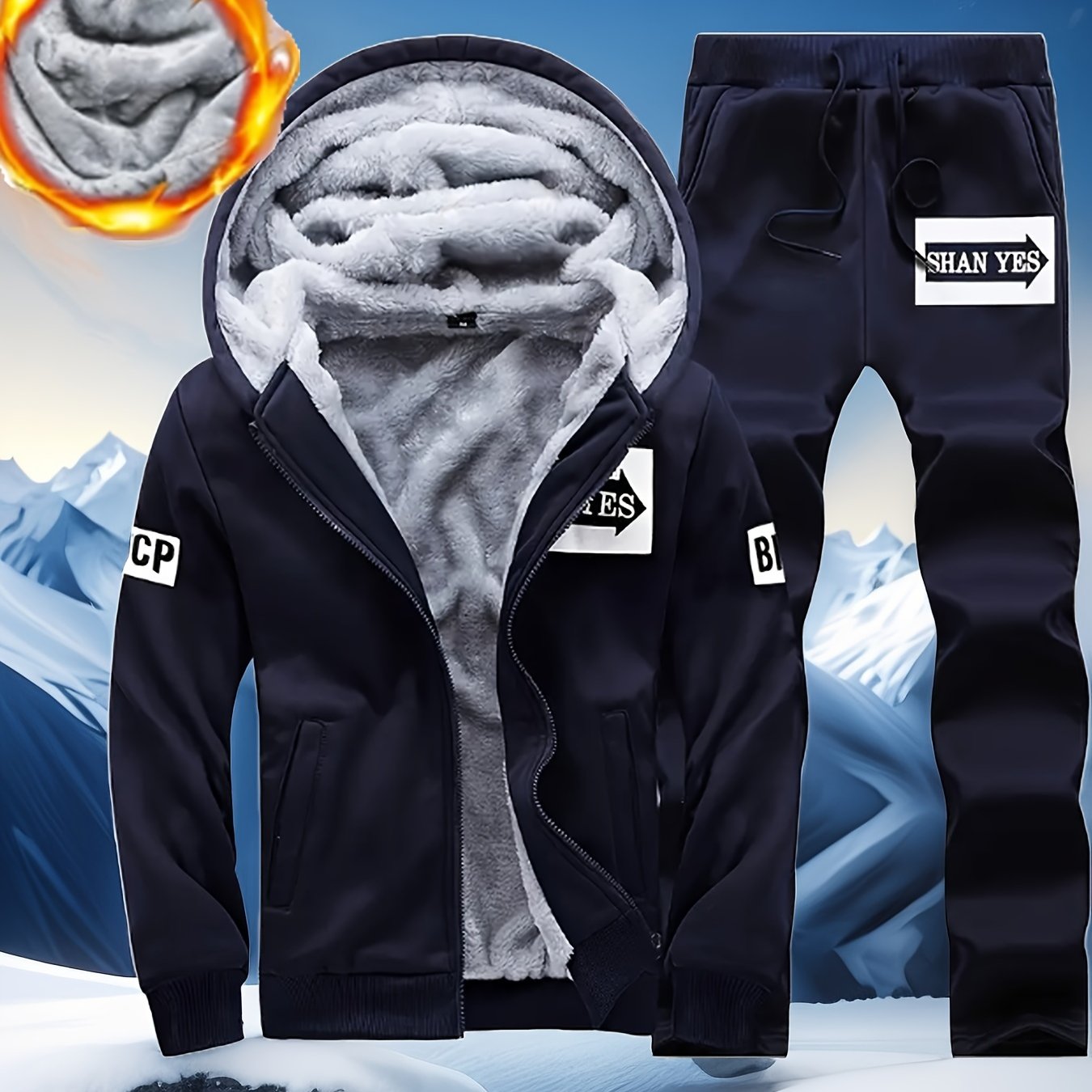 Erkaklar uchun kuz va qish mavsumi uchun mo'ylovli termal sport kostyumi
