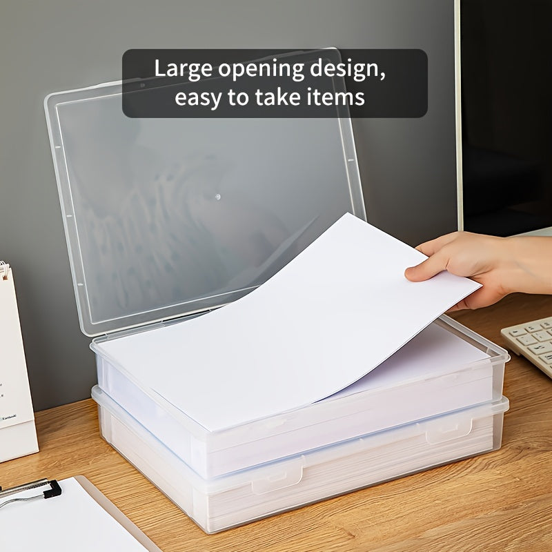 A4 Paper Storage Box Waterproof Plastic Flip Top Office Dorm Home Organization