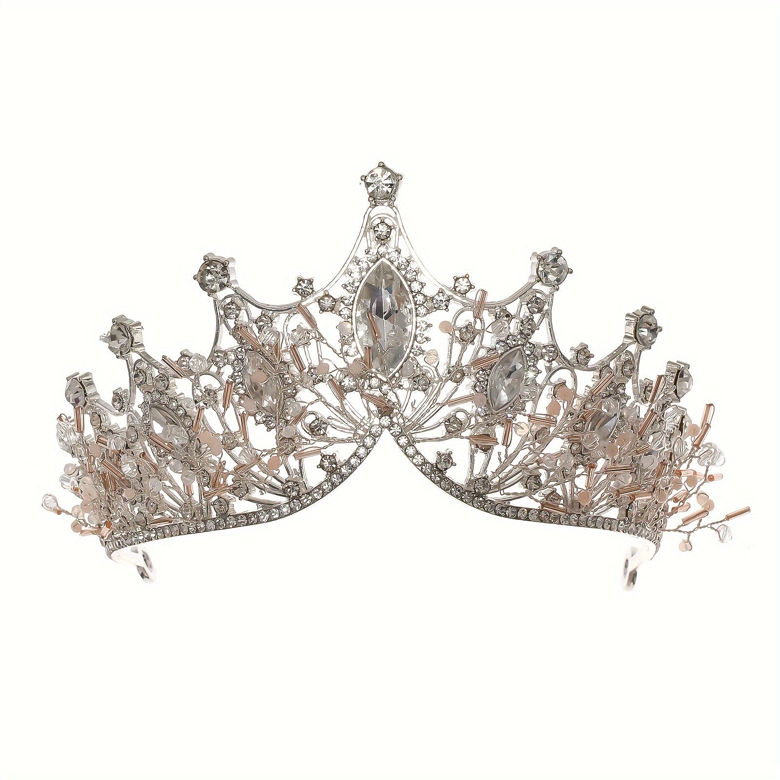 Golden Baroque Queen Crown and Tiara Set for Women Girls Crystal Rhinestones Mermaid Design