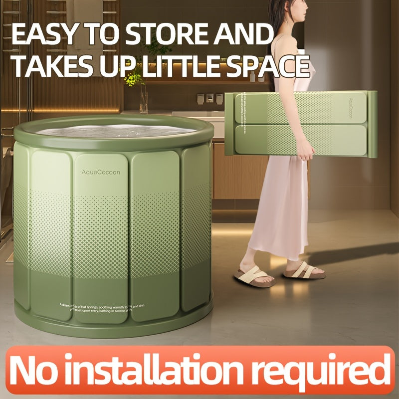 Foldable Bathtub with Drainage Hot Cold Water Spill-Proof for Home Bathroom