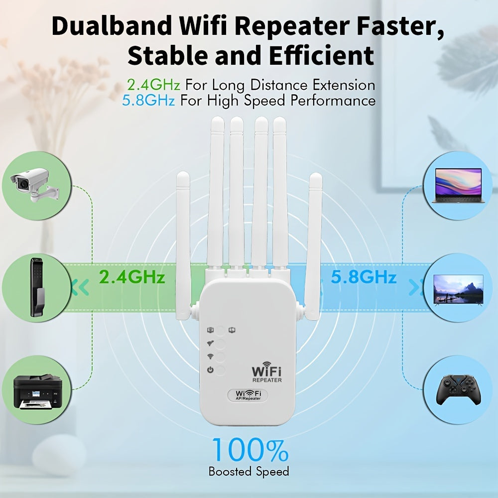 WiFi Extender 2.4GHz Signal Booster with Ethernet Port European Plug Repeater Mode