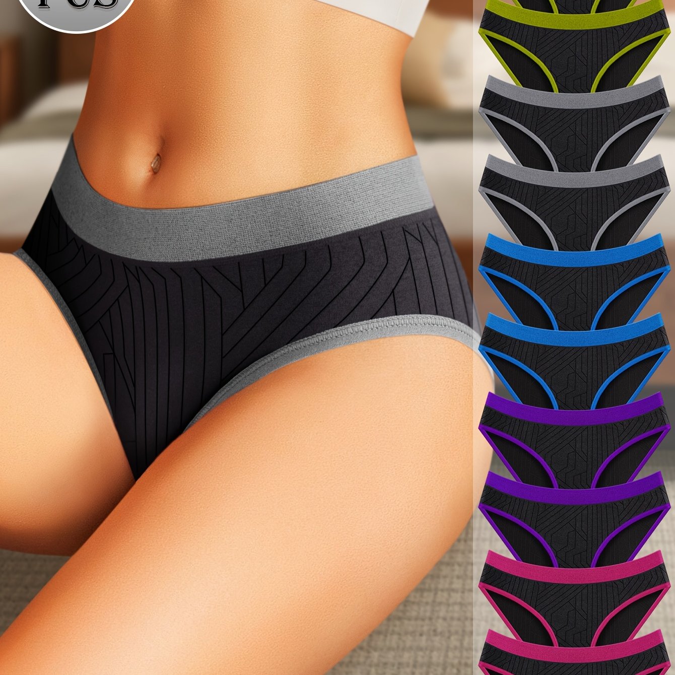 Women's Seamless Low Rise Briefs with Colorblock No Show Design Pack of 10