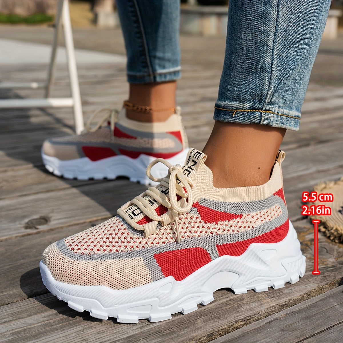 Women's Breathable Knit Sneakers Casual Slip-On Low Top Round Toe