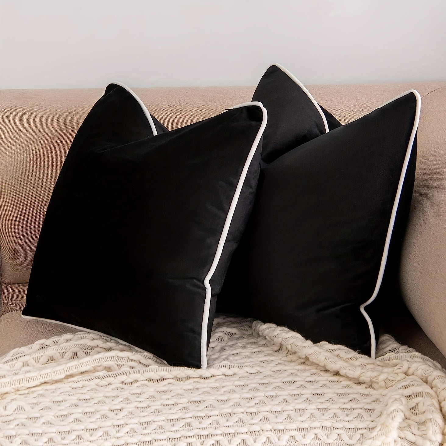Black Square and Rectangle Pillowcase Solid Color Fabric for Living Room or Bedroom