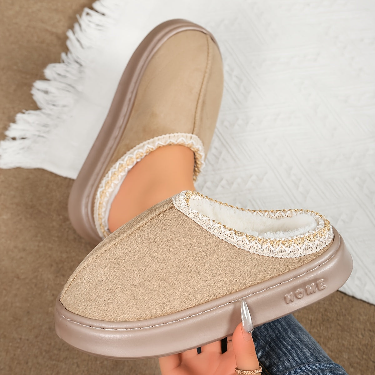 Unisex Indoor Outdoor Plush Lined Slippers Comfortable Warm Non-Slip