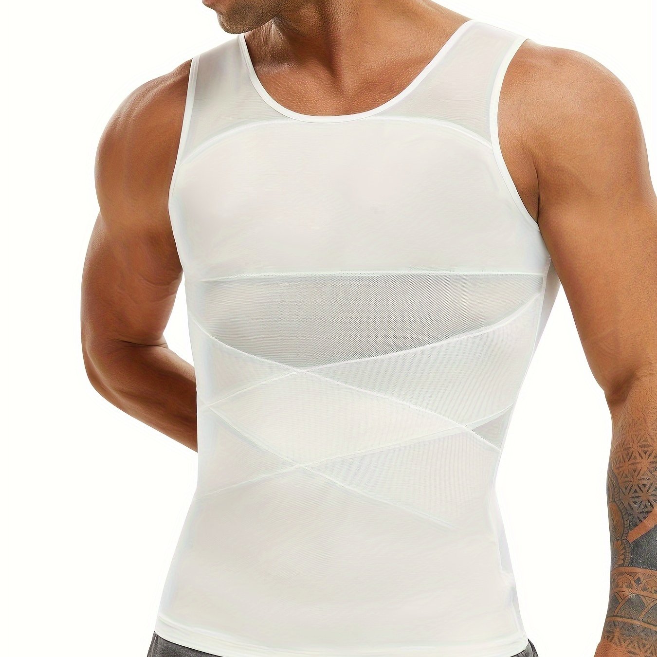 Camiseta ajustada de compresión para hombre, moldeador corporal de nylon y spandex, chaleco de entrenamiento de color sólido
