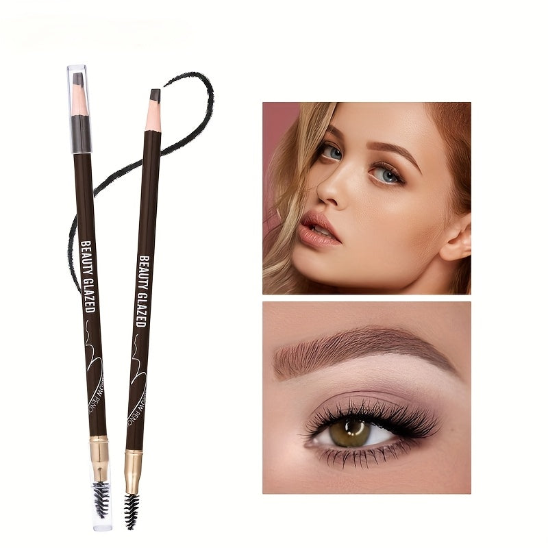 Lápiz de cejas a prueba de agua de larga duración para todo tipo de piel, diseño de doble punta