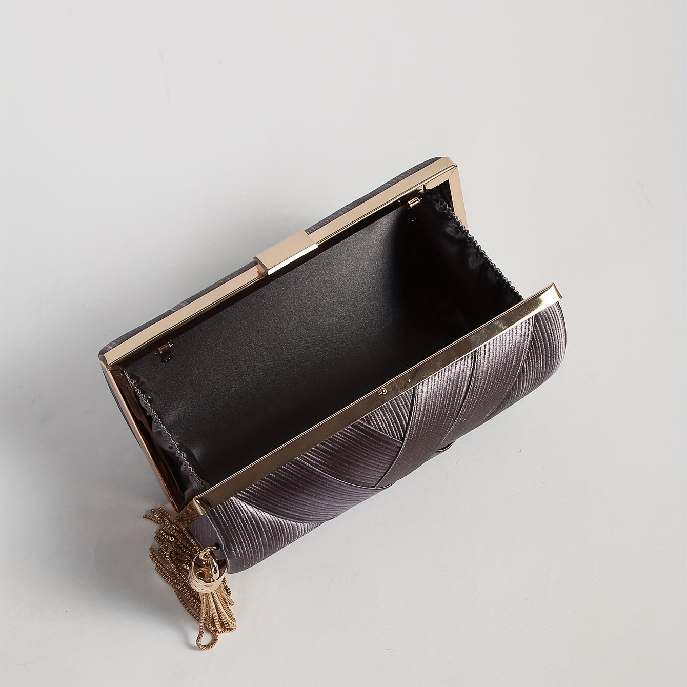 Braided Clutch Wallet for Parties Weddings and Events Champagne Polyester Evening Bag