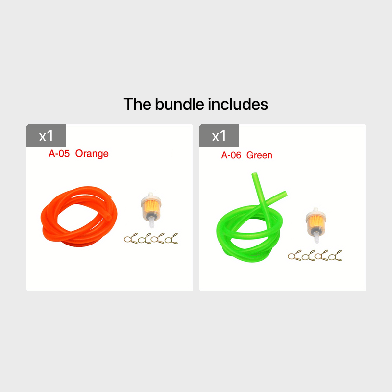 Motorcycle Gas Fuel Filter Petrol Pipe Hose Line 6mm with 4 Clips