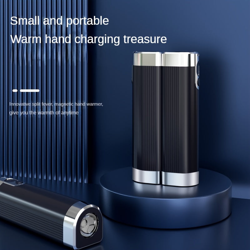Paquete de 2 calentadores de manos USB magnéticos, bancos de energía recargables, negro