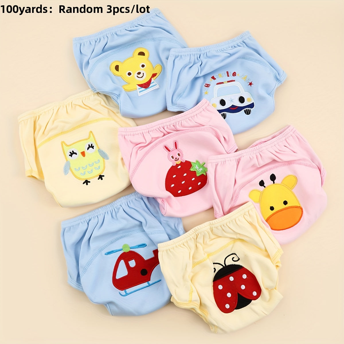 Set of 3 Baby Toddler Cotton Leakproof Training Underwear for Potty Learning