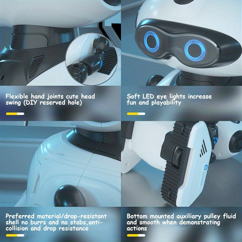 Robot interactivo RC DIY para niños de 8+ figura de acción programable con reconocimiento de gestos de audio, rotación de 360°, recargable por USB