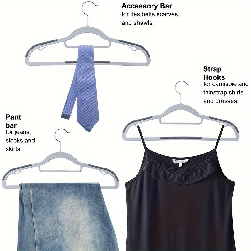 10 Non-Slip Heavy Duty Plastic Clothes Hangers for Storage and Organization in Bedroom Bathroom and Home