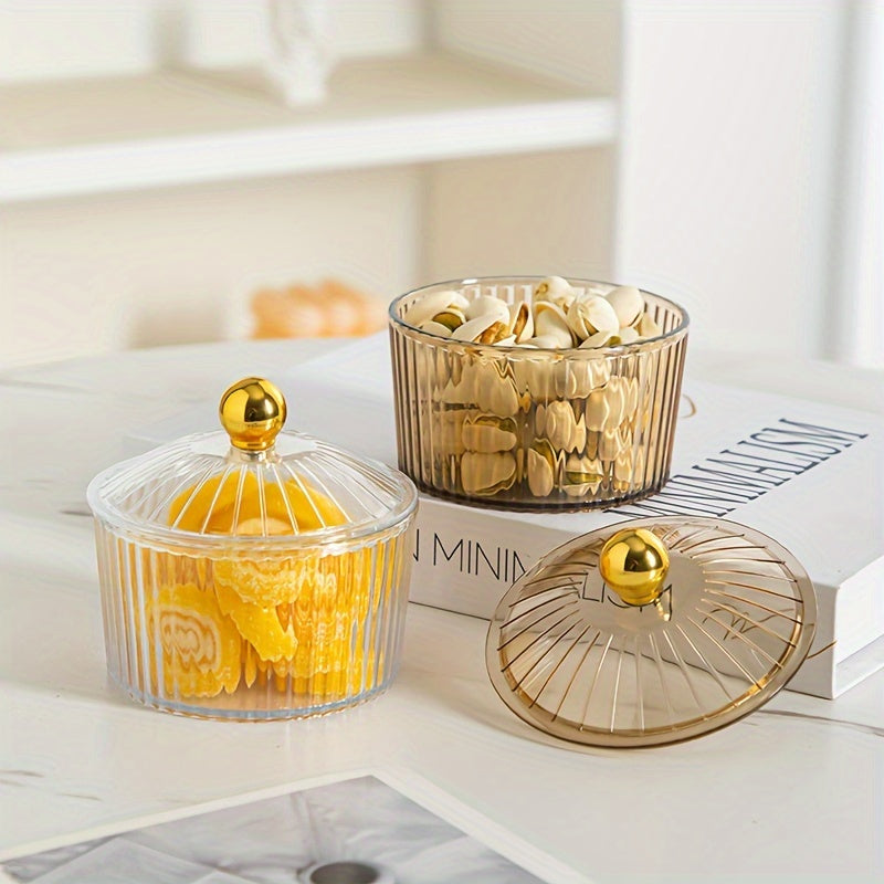 Elegant Plastic Snack Serving Set with Lids on Gold Tray for Dried Fruits and Candies