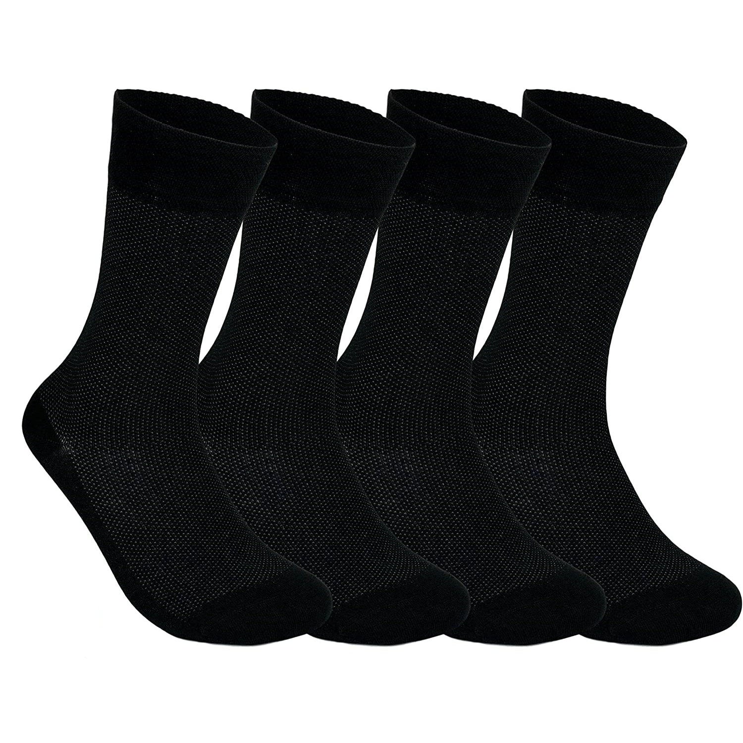 Men's Cotton Socks Sweat-Resistant Solid Color Pack of 4