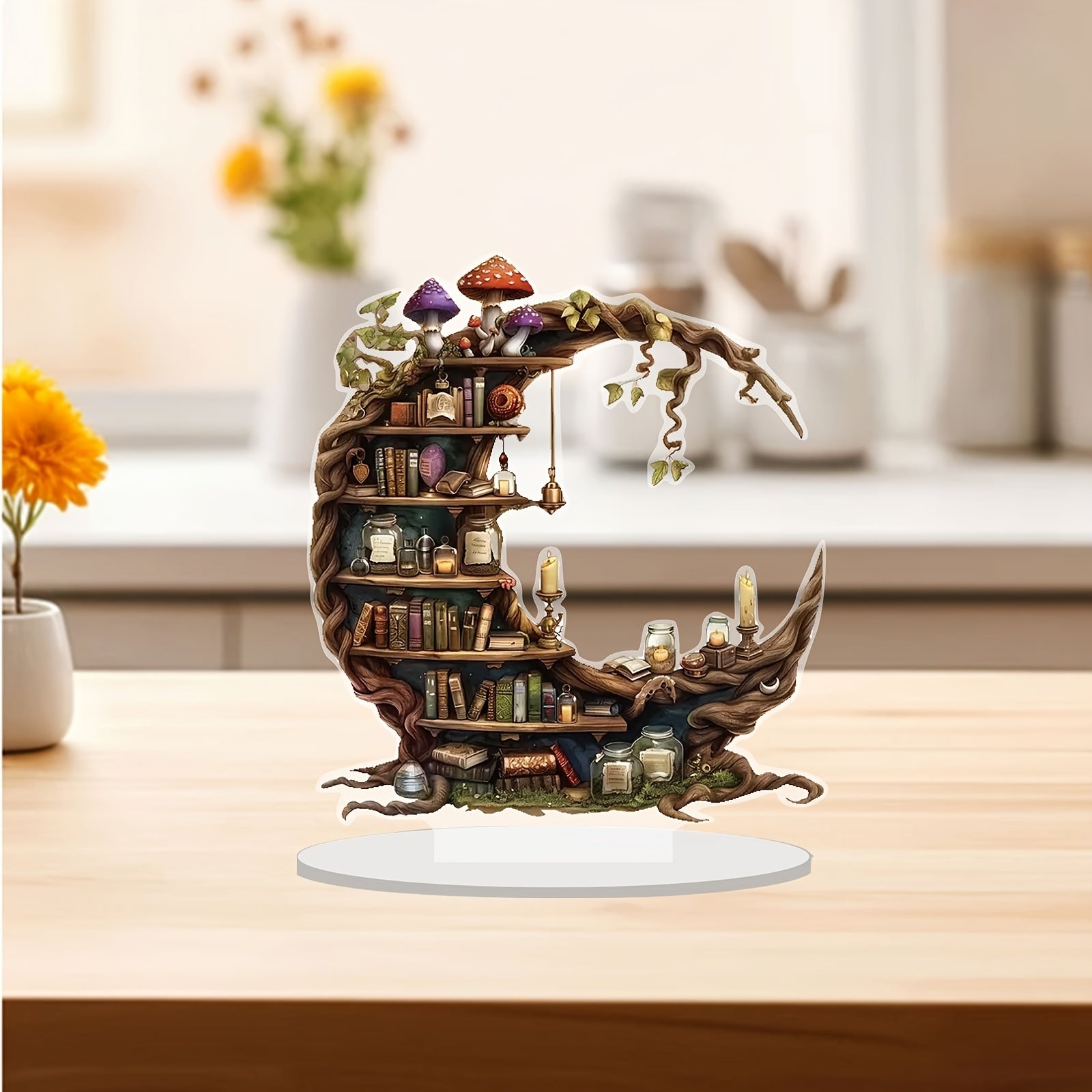 Adorno de escena en forma de luna para decoración interior y exterior de vacaciones