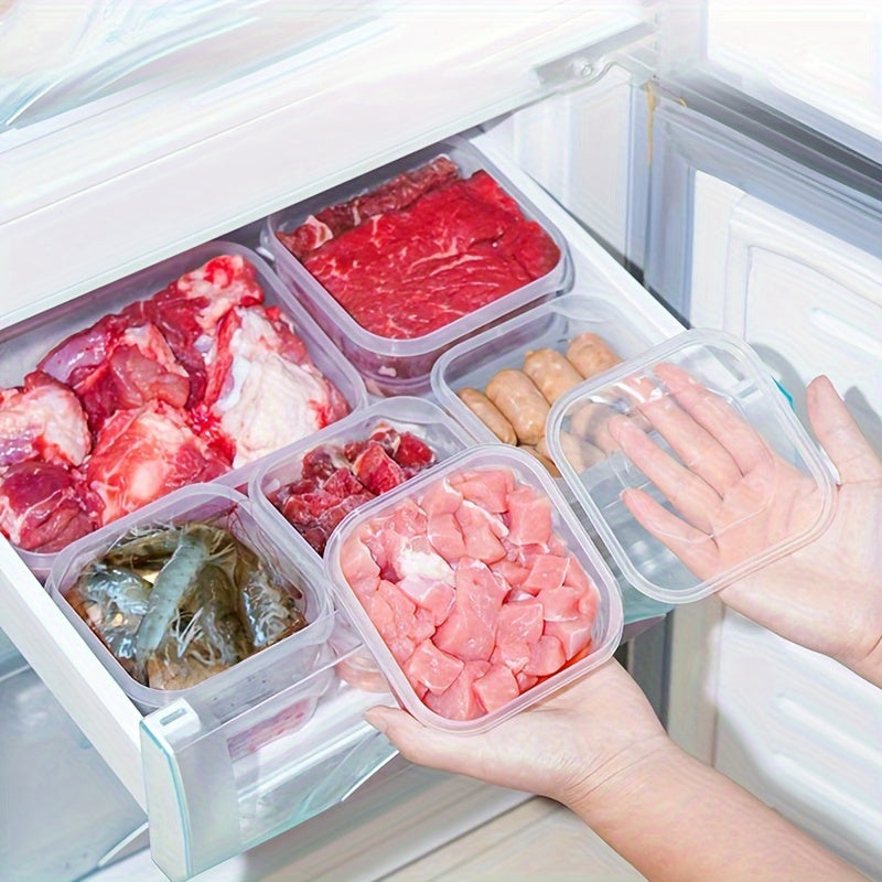 5 Pcs Food Grade Plastic Storage Containers for Fridge, Stackable, Sealed Preservation