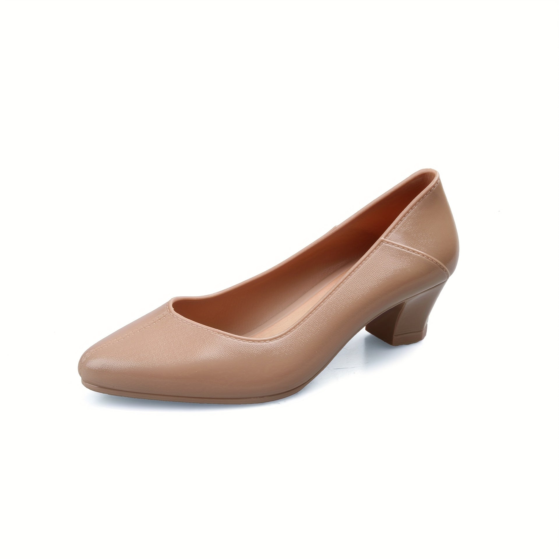 Women's Mary Jane Heels Chunky Block Heel Breathable PVC Summer Dress Shoes