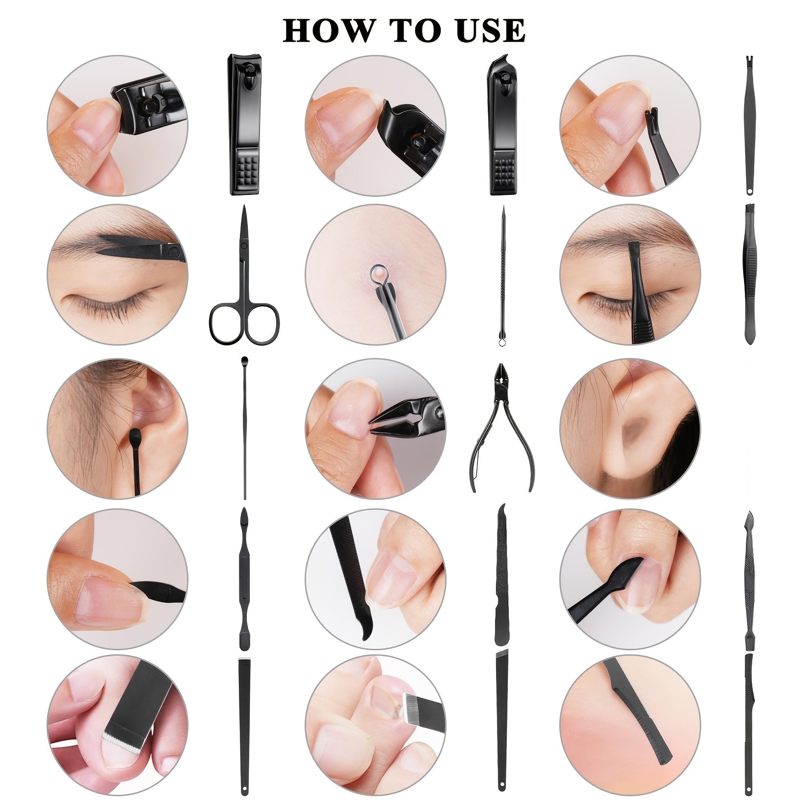 16/19pcs Stainless Steel Manicure Set for Men and Women Travel with Storage Case