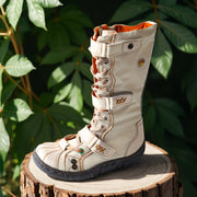 Women's Colorblock Boots with Side Zipper Soft Sole Buckle Platform Western Round Toe