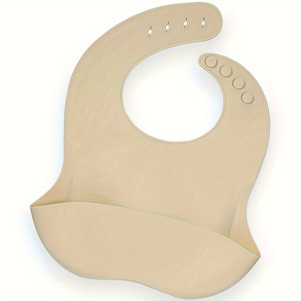 Baby Silicone Bibs Solid Colors Waterproof Adjustable Soft BPA-Free Food Catcher