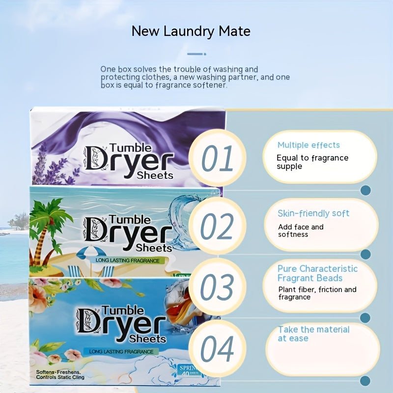 Tabletas para lavandería en secadora - Eliminador de olores, fragancia, suavizante de ropa, 40 piezas