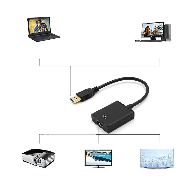 1080P USB 3.0 to HDMI Adapter for PC Laptop Projector Plug and Play
