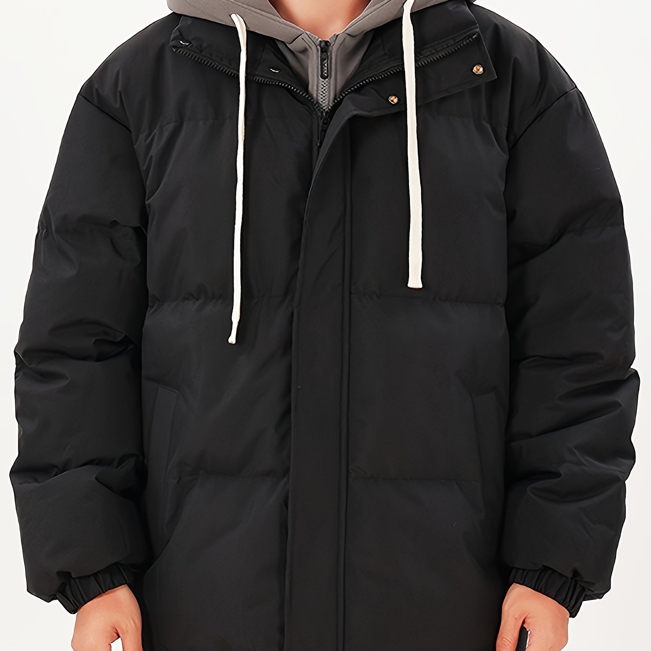 Men's Color-Blocked Hooded Jacket Polyester Casual Outerwear