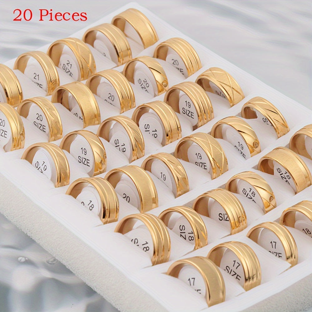 Two-Color Stainless Steel Ring Waterproof Sweat-Proof Jewelry for Men Women